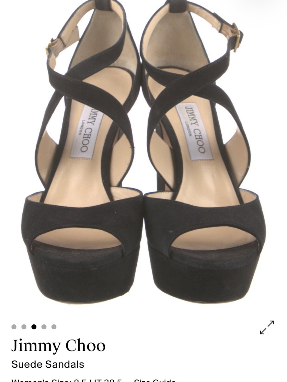 Jimmy Choo Black Suede Crisscross Platform Sandals